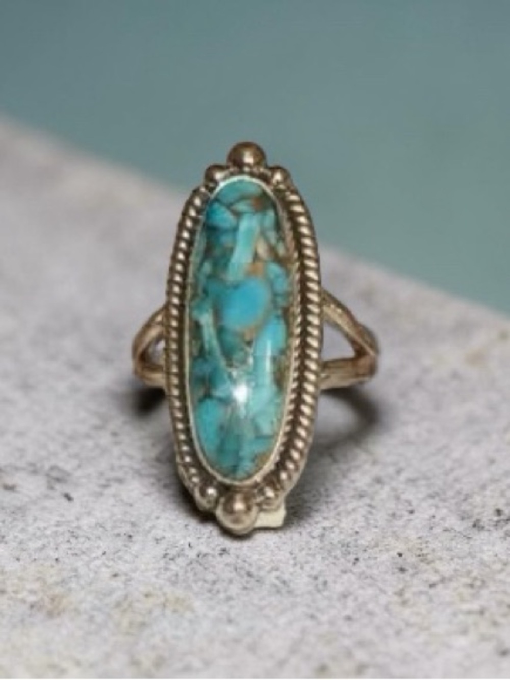 Nice Sterling Silver Oval Blue Mohave Turquoise Ring